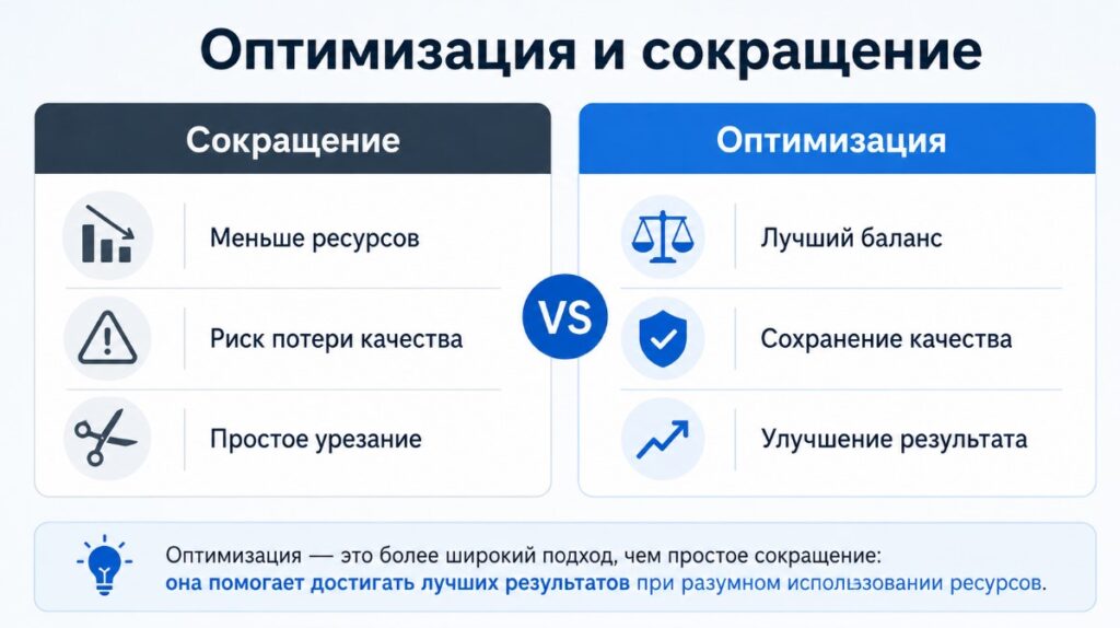 Оптимизация не равна сокращению