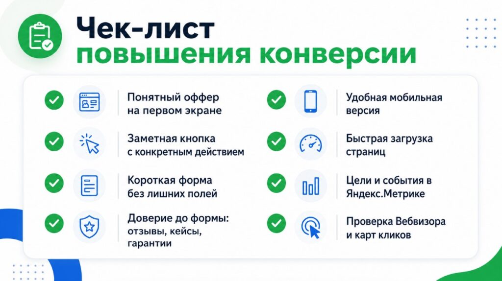 Как повысить конверсию сайта: пошаговая диагностика и рабочие способы